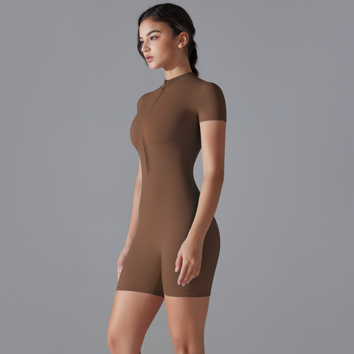 Womens Yoga Athletic Bodysuit High Neck Performance Activewear